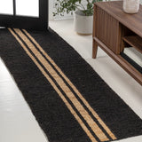 Olivier Rustic Beach House Wide Ticking Stripe Jute Area Rug