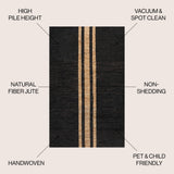 Olivier Rustic Beach House Wide Ticking Stripe Jute Area Rug