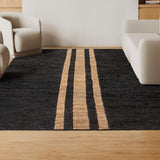 Olivier Rustic Beach House Wide Ticking Stripe Jute Area Rug