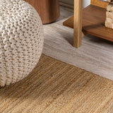 Griffin Rustic Farmhouse Woven Jute Solid Area Rug