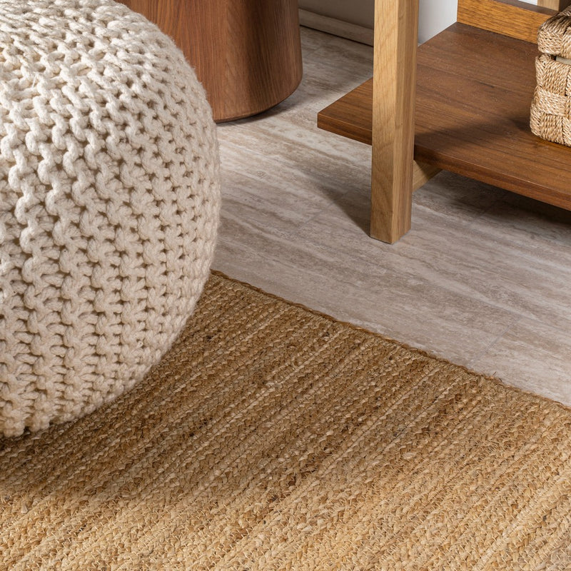 Griffin Rustic Farmhouse Woven Jute Solid Area Rug