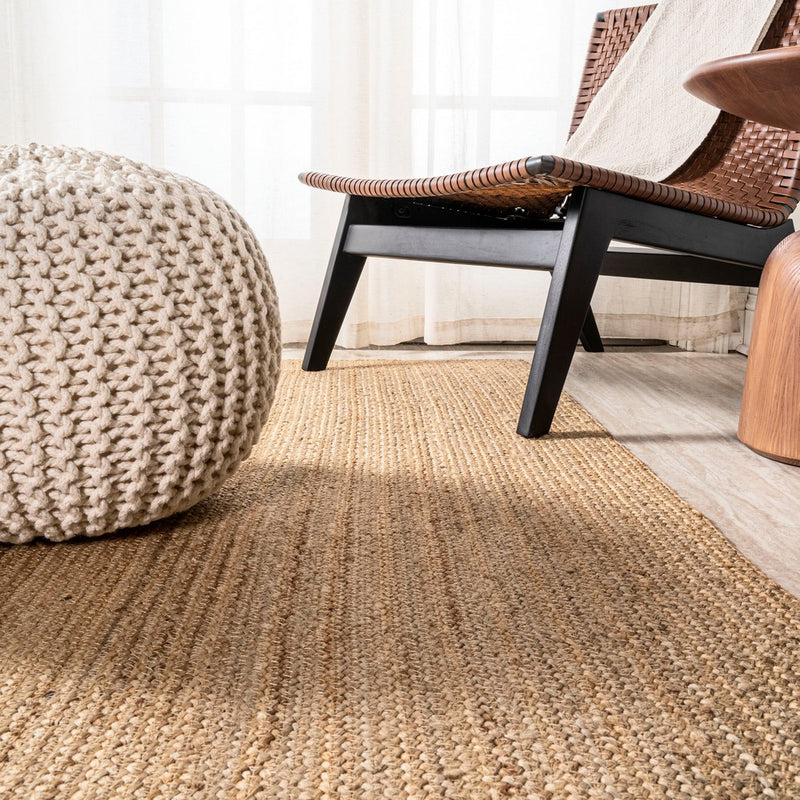Griffin Rustic Farmhouse Woven Jute Solid Area Rug
