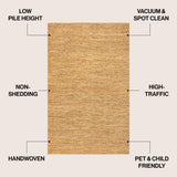 Griffin Rustic Farmhouse Woven Jute Solid Area Rug