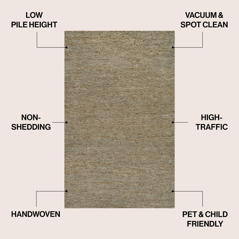 Griffin Rustic Farmhouse Woven Jute Solid Area Rug