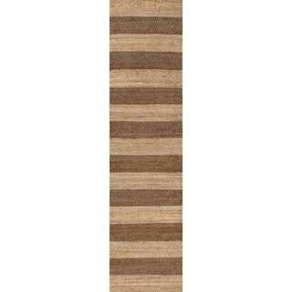 Jayden Rustic Farmhouse Woven Jute Stripe Area Rug