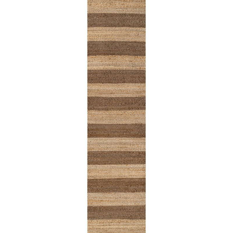 Jayden Rustic Farmhouse Woven Jute Stripe Area Rug