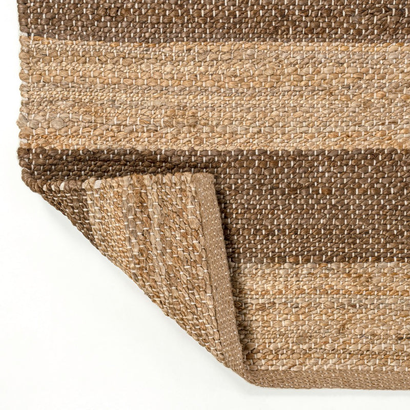 Jayden Rustic Farmhouse Woven Jute Stripe Area Rug
