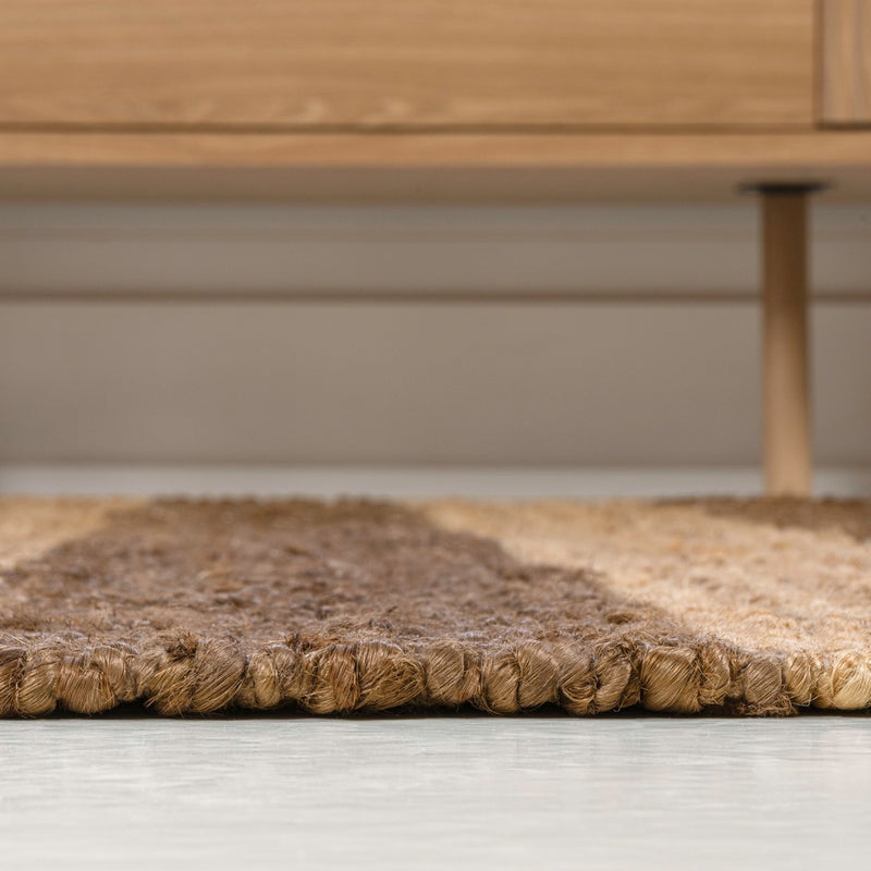 Jayden Rustic Farmhouse Woven Jute Stripe Area Rug
