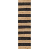Jayden Rustic Farmhouse Woven Jute Stripe Area Rug