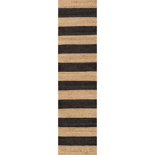 Jayden Rustic Farmhouse Woven Jute Stripe Area Rug