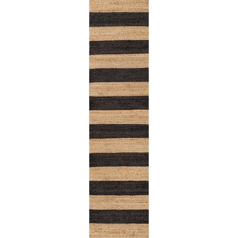 Jayden Rustic Farmhouse Woven Jute Stripe Area Rug