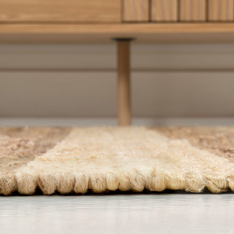 Jayden Rustic Farmhouse Woven Jute Stripe Area Rug