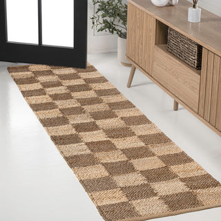 Theo Modern Farmhouse Woven Jute Checkerboard Area Rug
