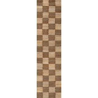 Theo Modern Farmhouse Woven Jute Checkerboard Area Rug