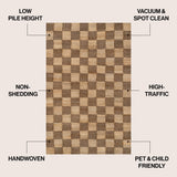 Theo Modern Farmhouse Woven Jute Checkerboard Area Rug