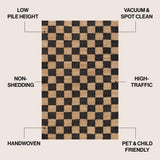 Theo Modern Farmhouse Woven Jute Checkerboard Area Rug