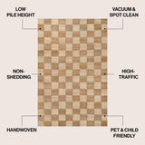 Theo Modern Farmhouse Woven Jute Checkerboard Area Rug