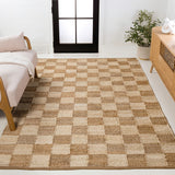 Theo Modern Farmhouse Woven Jute Checkerboard Area Rug