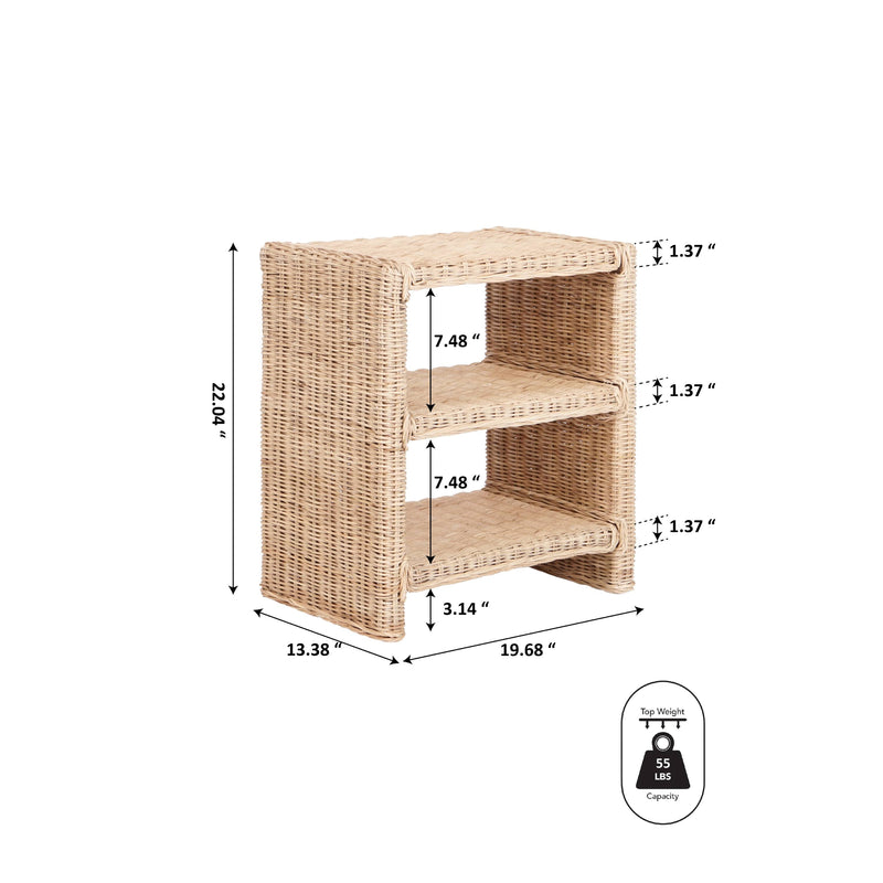 Martin Coastal Bohemian Rattan/Wood 3 Tier End Table - JONATHAN Y