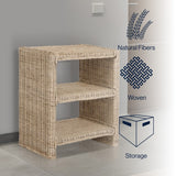 Martin Coastal Bohemian Rattan/Wood 3 Tier End Table - JONATHAN Y