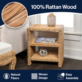 Martin Coastal Bohemian Rattan/Wood 3 Tier End Table