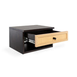 Celerie 15.71" Mid-Century Modern Floating Wall Mounted Nightstand with Soft-Close Rattan Drawer and Cable Hole - JONATHAN Y