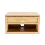 Celerie 15.71" Mid-Century Modern Floating Wall Mounted Nightstand with Soft-Close Rattan Drawer and Cable Hole - JONATHAN Y