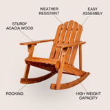 Kiawah Outdoor Patio Classic Acacia Wood Adirondack Rocking Chair - JONATHAN Y