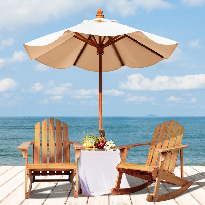 Kiawah Outdoor Patio Classic Acacia Wood Adirondack Rocking Chair - JONATHAN Y