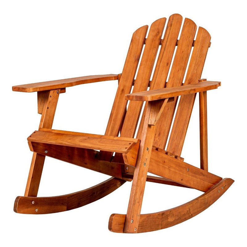 Kiawah Outdoor Patio Classic Acacia Wood Adirondack Rocking Chair - JONATHAN Y