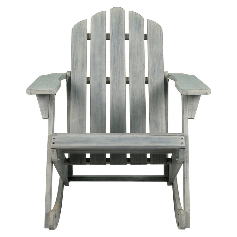 Kiawah Outdoor Patio Classic Acacia Wood Adirondack Rocking Chair - JONATHAN Y