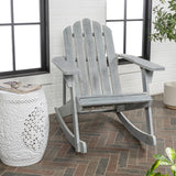Kiawah Outdoor Patio Classic Acacia Wood Adirondack Rocking Chair - JONATHAN Y