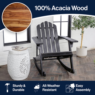 Kiawah Outdoor Patio Classic Acacia Wood Adirondack Rocking Chair