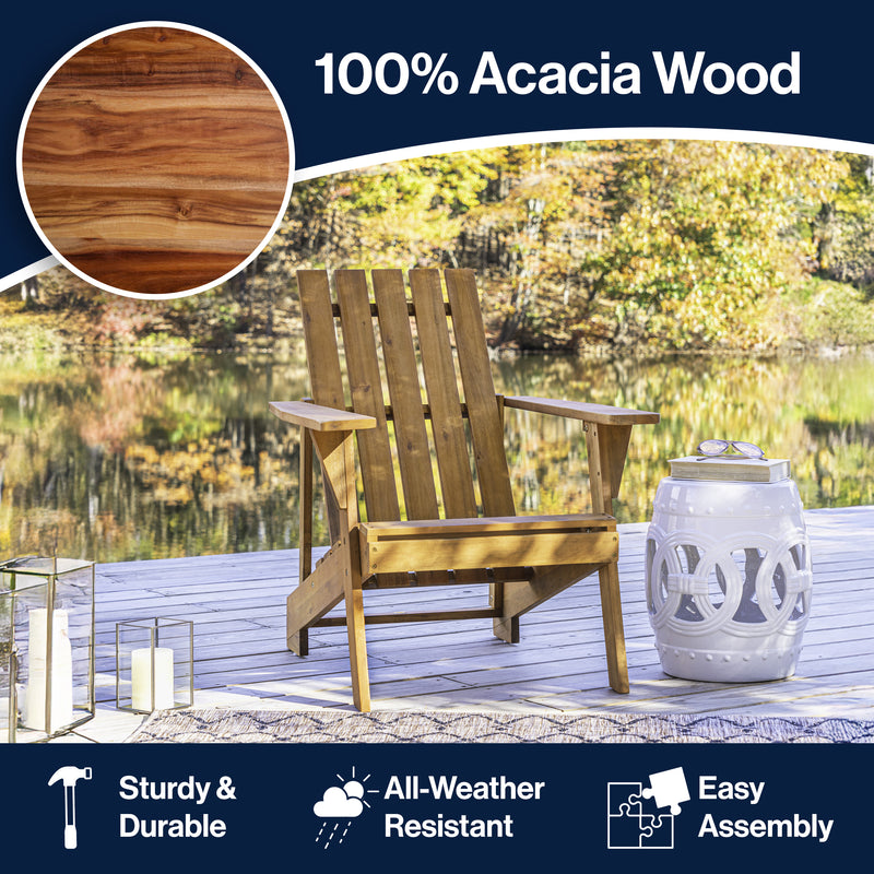 Irving Outdoor Patio Modern Acacia Wood Adirondack Chair