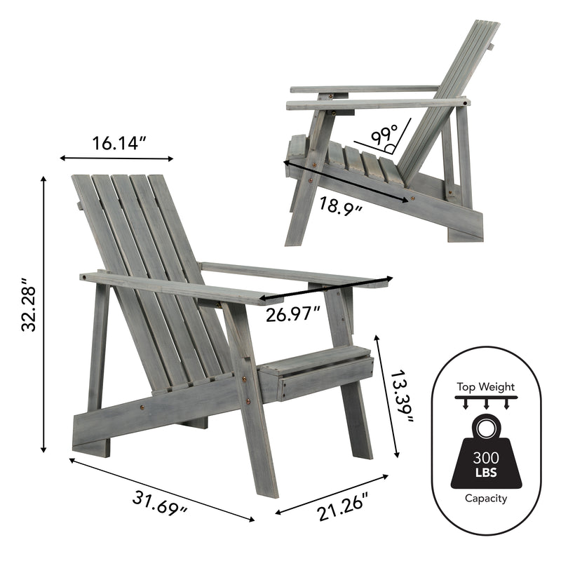Irving Outdoor Patio Modern Acacia Wood Adirondack Chair - JONATHAN Y