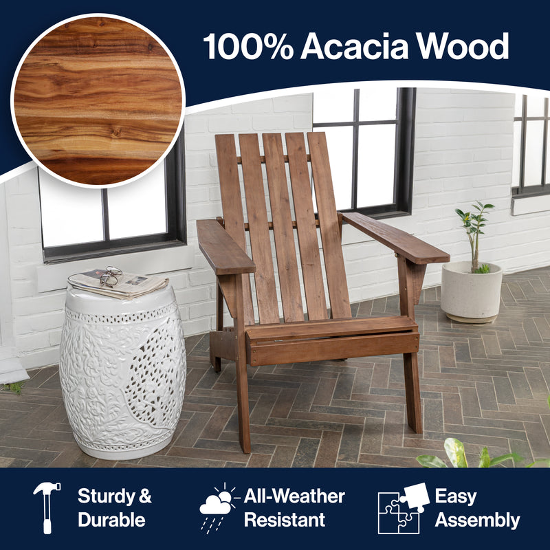 Irving Outdoor Patio Modern Acacia Wood Adirondack Chair