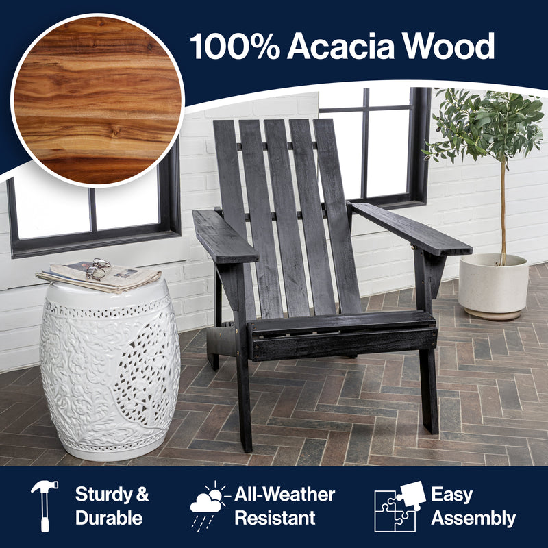 Irving Outdoor Patio Modern Acacia Wood Adirondack Chair
