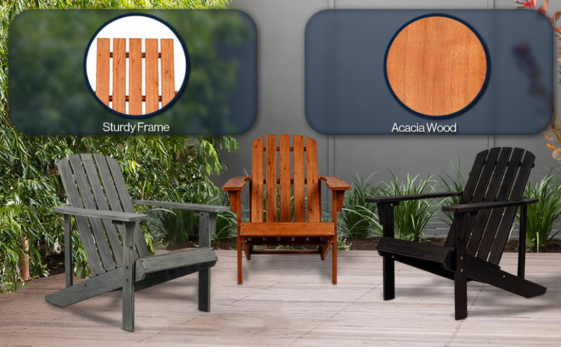 Westport Outdoor Patio Traditional Acacia Wood Adirondack Chair - JONATHAN Y