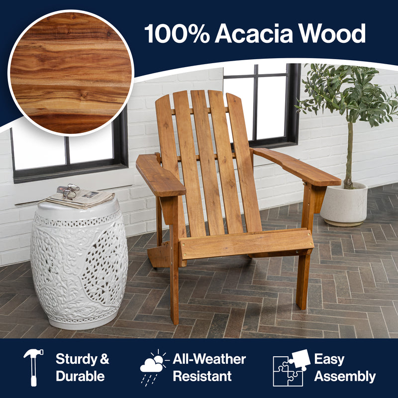 Westport Outdoor Patio Traditional Acacia Wood Adirondack Chair