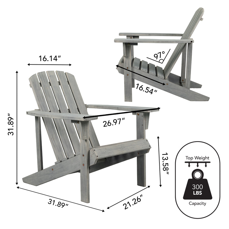 Westport Outdoor Patio Traditional Acacia Wood Adirondack Chair - JONATHAN Y