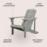 Westport Outdoor Patio Traditional Acacia Wood Adirondack Chair - JONATHAN Y