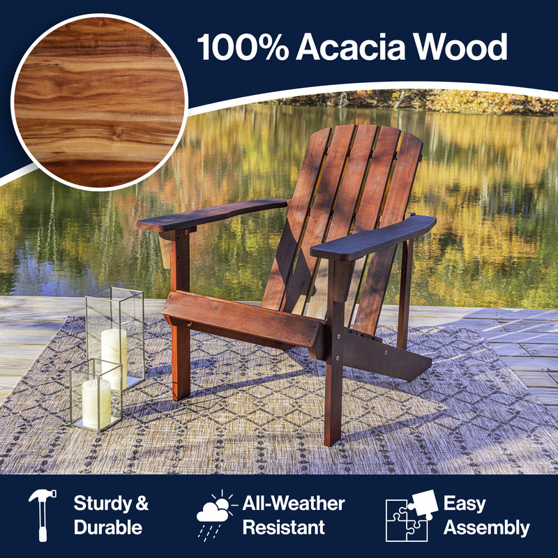 Westport Outdoor Patio Traditional Acacia Wood Adirondack Chair