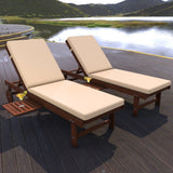 Seabrook Outdoor Acacia Wood Lounger with Cushion, 5-Position Back, Slide Table & Wheels - JONATHAN Y