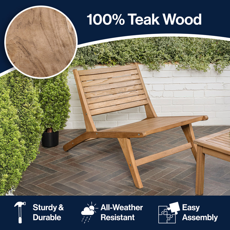 Leo Mid-Century Modern Wood Armless Outdoor Patio Chair