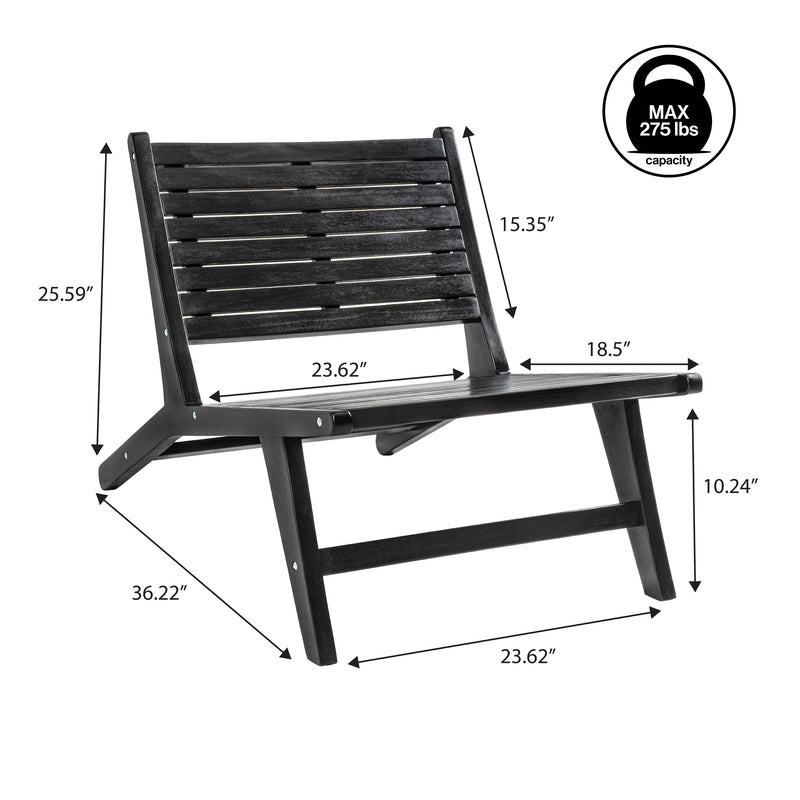 Leo Mid-Century Modern Wood Armless Outdoor Patio Chair