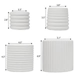 Silas Modern Minimalist Handmade Concrete Fluted Sculptural Cylinder Planter Set with Drainage Holes