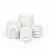 Silas Modern Minimalist Handmade Concrete Fluted Sculptural Cylinder Planter Set with Drainage Holes