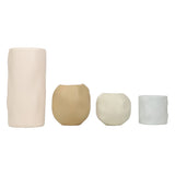 Linden Modern Minimalist Handmade Concrete Organic Sculptural Cylinder and Round Planter Set with Drainage Holes