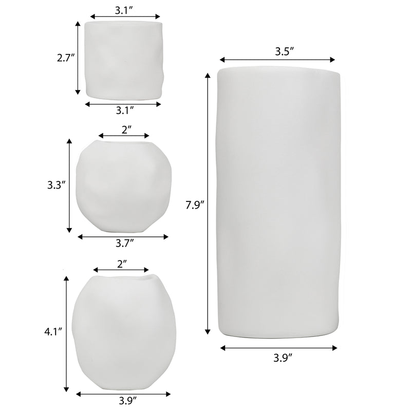 Linden Modern Minimalist Handmade Concrete Organic Sculptural Cylinder and Round Planter Set with Drainage Holes