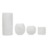 Linden Modern Minimalist Handmade Concrete Organic Sculptural Cylinder and Round Planter Set with Drainage Holes